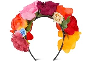 Epokus Fleur de Rose Couronne,Mexicaine Bandeau de Fleurs de Roses,Artificielles Bandeau de Papillon,Fleur Bandeaux Costume Accessoires,Accessoire de Cheveux pour Cosplay, Carnaval