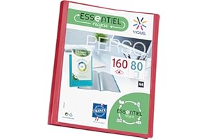Viquel - Porte vues 160 vues A4 - Reliure personnalisable - Pochettes lisses et transparentes - Essentiel recycle - Rouge