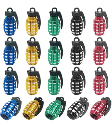 Marcraft Rainbow Grenade Tire Valve Caps - 4 Pack Aluminum Dust Caps For Cars, Bikes, SUVs, Motorcycles 8 thumbnail image