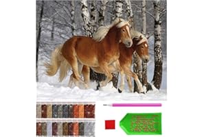 ARTULIO Diamond Painting Set - Pferde im Winterwald - 30x40 cm – 5D Diamant Painting Bilder DIY, Diamond Painting Erwachsene