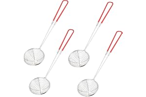 4 st rostfritt stål fin stickad sil, fondue-sil, skimmer för matlagning, fin stickad sil för grönsaker, fondue, varm gryta ti