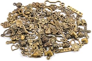 HAOSELL 100 piezas de bronce antiguo, accesorios de bronce hechos a mano, para manualidades, artesanía, para collar, colgante, joyería, suministros, pulsera, pendientes, mezcla