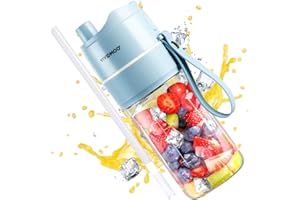 VIVIDMOO Tragbarer Mixer für Smoothies und Shakes, Tragbarer Persönlicher 475mL Mixer Smoothie Maker - USB Wiederaufladbarer 5000mAh Mini-Mixer mit 10 Klingen für Saft, Babynahrung, Reisen, BPA-Free(blau)