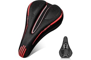 MSDADA Nouveau Housse de Selle de Vélo Autocollante en Mousse à Mémoire de Forme pour Siège de Vélo - Housse de Protection de Selle Rembourrée Douce pour VTT, Vélo de Route, Vélo D'appartement(Rouge)