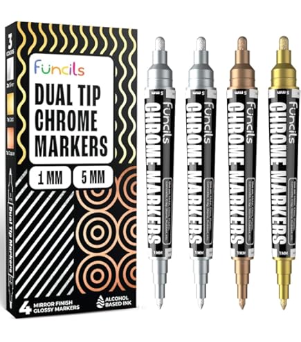 Marqueurs Chromés Schneider Lot De 5 - Encre Argentée 2.0mm, Effet Miroir, Nombreuses Surfaces
