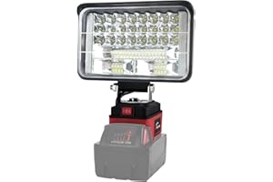 AUTOJARE Milwaukee M18 18 V 5 cali, bezprzewodowa lampa robocza LED, 5200 lm, przenośny reflektor LED, na plac budowy, lampa do naprawy samochodu, oświetlenia domu, na kemping, wędkowanie (bez