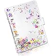 Smarpau A5 Binder Cover, Clear Soft PVC 6 Hole Ring Binder Refillable Paper Binder with Glitter Sequins Waterproof Loose Leaf Notebook Folder Binder Cover for Home School and Office Writing Supply