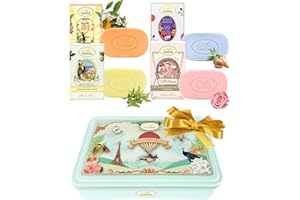 Coffret Cadeau Femme 4 Savons aux Huiles Bio Un Air d'Antan/Cadeau Noel FemmeOriginal/Verveine de Provence, Rose, Amande, Floral/Cadeau Maman/Idee Cadeau Femme/Cadeau Anniversaire Femme