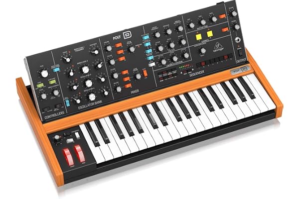 Behringer Poly D Synthétiseur Analogique Polyphonique 4 Voix avec 37 Touches, 4 Vco, Filtre Ladder Classique, Lfo, Chorus Stéréo Bbd, Distorsion, Séquenceur 32 Pas et Arpégiateur
