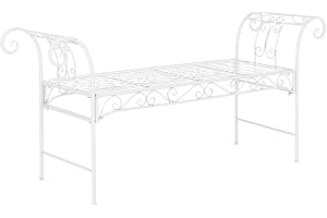 Trädgårdsbänk Sittbänk Utebänk Metall Max.200kg Vintage Vit 70x147x46cm