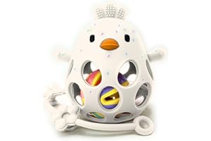 MÜVI - Mordedor bebé silicona, Mordedor sonajero, Mordedor sensorial, Alivio dental para dentición, Mordedor bebe +3 meses, Sin BPA, Teether Baby, Baby Teething Toys. (Blanco)