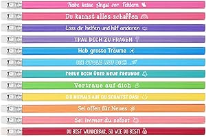 MEJOSER 12 Stück Bleistifte Kinder Inspirierende Sprüche Bleistift mit Radiergummi 1. Klasse Adventskalender Kinder Einschulung Geschenke Schule Schultüte Füllung Abschiedsgeschenk Kindergarten