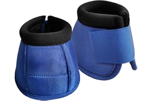 GALLOPOFF Overreach Horse Boots, 1680D No-Turn Bell Boots for Horses, Protective Gear Equine Neoprene Ballistic Over Reach Bell Boots (Sold in Pairs) Blue X-Large
