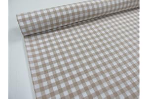 Confección Saymi Metraje 2,45 MTS Tejido Vichy Ref. Cuba Cuadro Medio 15x15 mm. Color Beig, con Ancho 2,80 MTS.