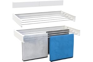 Vonia Wäscheständer zur Wandmontage 80 x 40 cm – Klappbarer Wandtrockner aus Aluminium mit 4 m Trockenlänge – Weiß