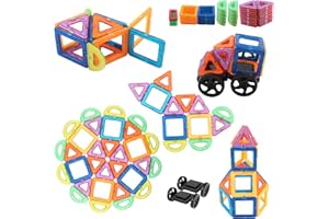 YiJiuBa Zestaw magnetycznych klocków, 60 elementów, zabawka magnetyczna dla dzieci, zabawka magnetyczna, zabawka dla dzieci w wieku 3, 4, 5, 6, 7, 8 lat, dla dzieci / chłopców / dziewczynek