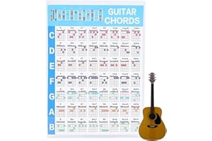 AGATIGE Affiche d'accords de guitare, guide de référence pédagogique avec 56 accords codés par couleur impression haute définition outil d'apprentissage étape par étape pour l'éducation musicale（S）