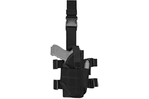 Huntvp Taktyczna saszetka na nogę na pistolet wojskowy, nylonowa, wodoodporny pokrowiec dla osób praworęcznych, dla mężczyzn, do uprawiania sportu, gry w airsoft, paintball, cosplay, typ 5-czarny