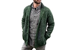 YAODAMAI Cardigan Uomo Autunno e Inverno, Tinta Unita, Manica Lunga, Maglione in Maglia Sottile, Cappotto, Maglione con Revers alla Moda