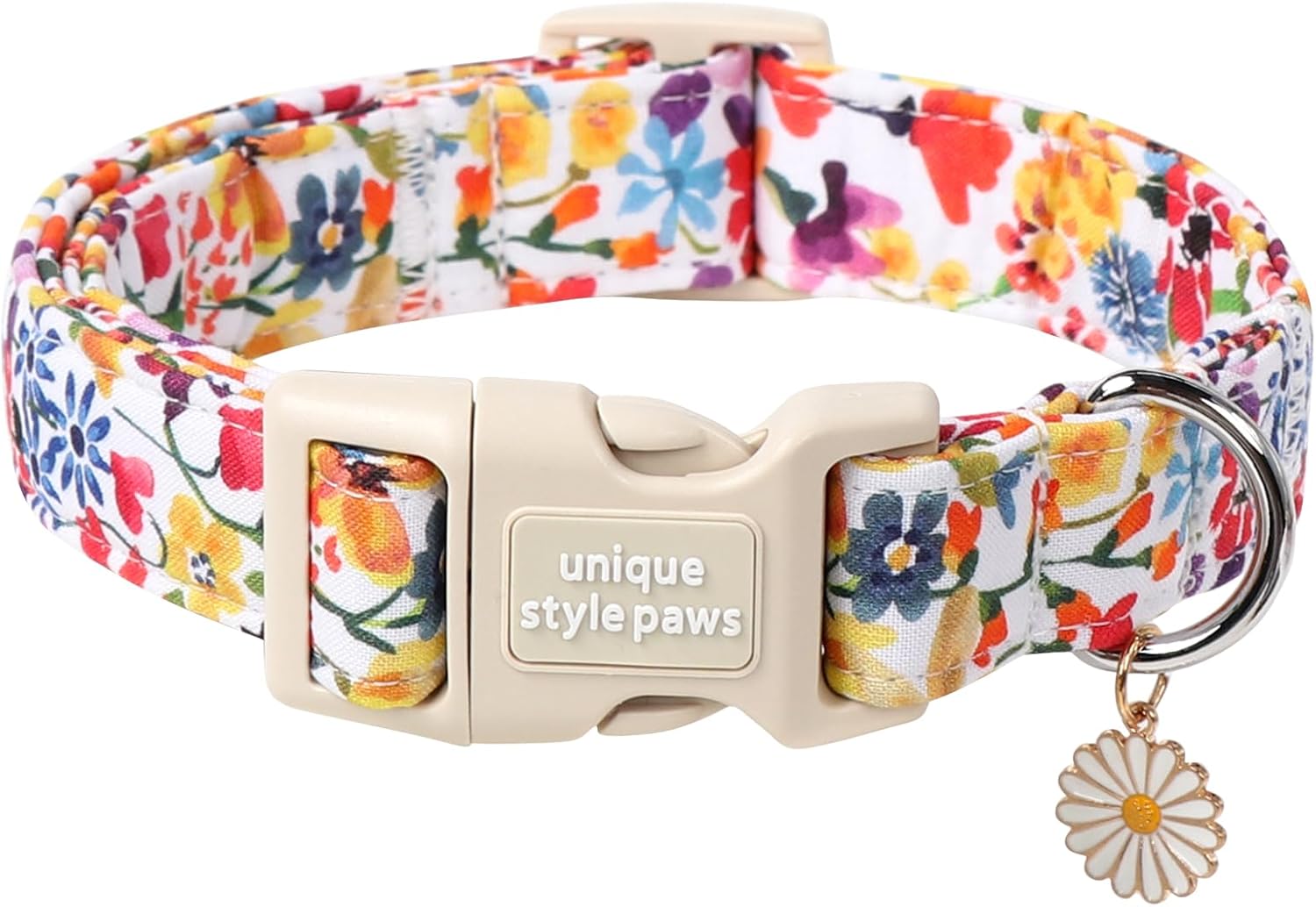 Unique style paws Dog Collar Quick Release Cotton Colorful Flower Collar Gift Durable Cute Collar for Small Medium Large Boys Girls Dogs