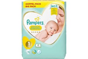 Pampers Protection premium taille 1 x 72 couches, 2 kg à 5 kg.