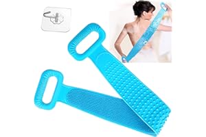 ETELIAR 90cm Spazzola Corpo, Spazzola Schiena Doccia in Silicone, Spazzola Scrub Corpo con Gancio per Esfoliazione, Massaggio (Blu)