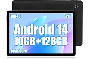 Fullant Tablet 11 Zoll, Android 14 Tablet with Octa Core 2.0GHz Prozessor, 10GB RAM 128GB ROM 1TB TF, 5G+2.4G WiFi 6, 8+5MP Dual Kamera, 6800mAh Akku, Bluetooth 5.0 (Schwarz)