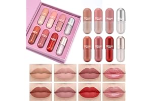 MTUVKGT Pintalabios Mate de 8 Piezas, Juego de Lápiz Labial Líquido, Juego de Brillo de Labios de Larga Duración, Gloss Labios Brillante, Regalo de Maquillaje para Niñas y Mujeres (01)