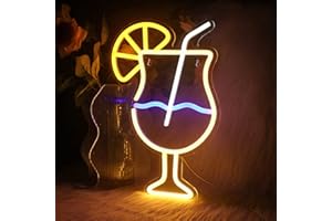 Ineonlife Enseigne néon Cocktails pour décoration murale Goblet LED Bedroom Sign Lights USB Neon Lights Enseigne pour Cheers Neon Bar Signs for Man Cave Hotel Cafe Pub