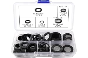 Lyeteung 45 PCS 1/2 3/4 Inch Hose Washers and Filter Mesh Washer Kit, Mesh Rubber Washers, Seal O Ring Gasket, for Water Faucet Shower Garden Plumbing
