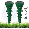 HASTHIP® 2Pcs Ultrasonic Pest Repeller with 3 Changing Frenquency Modes for Garden, IP65 Waterproof Solar Pigeon Repellent and Dog Repellent Device for Get Rid of Mole, Gopher, Snakes
