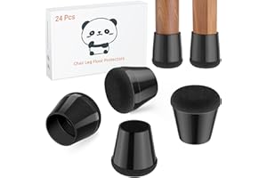 Meldel Protector Patas Sillas 24 Piezas Extra Pequeño - Negro Silicona Protector Sillas Patas con Almohadillas de Fieltro,Eliminan el Ruido y los Arañazos (Circular, 15mm-20mm)