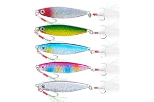 JIAMIAN 5 Pièces Leurres Manivelle, Peche Leurres, Appâts Spinner Blades, Appâts pour l'eau De Mer Et l'eau Douce, Leurres Pêches Artificielles