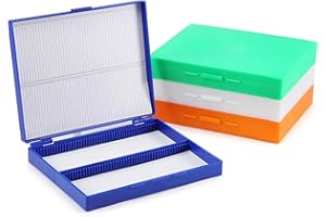 Bopfimer 4 Plastic Storage Boxes - Multicolored Pathology Slide Boxes (White, Green, Orange, Blue - One Each) - Size: 20 * 17 * 3cm