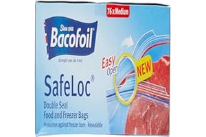 BacoFoil Safeloc Food and Freezer Medium Bags, 76 Bags