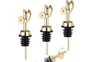 JOSOJOOU 3 Stück Ausgießer Spirituosen Edelstahl Olivenöl Ausgießer Für Ölflaschen Schutzkappe Hält Ihr Öl Frisch Schmackhaft Flaschenausgießer Für Weinflaschen Essig Sirup- Nein Verschwendung（Gold）