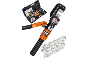 AMZCNC Pinza crimpatrice idraulica a 8 tons, 4 – 70 mm², con 9 paia di pinze per crimpare (4 – 70 mm²)