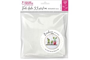 GRAINE CREATIVE Graine Créative Toile Aida 5,5 PTS/cm Blanche 50 x 60 cm