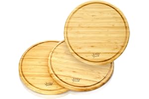 bambuswald© Taglieri Da Colazione Ecologici Ø25 cm In Set Da 3 Pezzi, Taglieri Da Colazione In 100% Bambù, Taglieri Di Facile Cura E Delicati Sui Coltelli, In Legno, Tagliere Per Servire