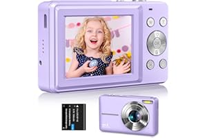 DGVDO Digitalkamera 44MP Fotokamera 1080P Kompaktkamera 2.4" Bildschirm LED Fülllicht 16X Digital Zoom Bildstabilisierung Selfie Mini Fotoapparat Kamera Digitalkamera für Kinder Anfänger Lila