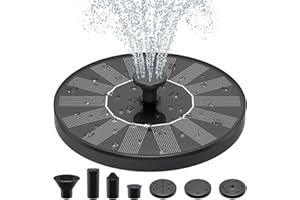PRIKSIA Solar Fountains Pump,1W Solar Water Fountain Pump Kit with 6 Nozzles for Garden Water Feature, Fountains, Pool, Bird Bath