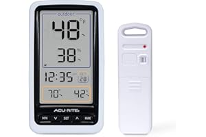 ACURITE Wireless Thermometer with Indoor/Outdoor Temperature and Humidity, White