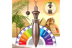 Majestic's Pendule Divinatoire Egyptien THOT de radiesthésie en Laiton Antique (37 GR) et sa Chaîne - Modèle Deluxe [Garantie A Vie]