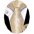 YourTies Paisley Striped Mens Tie Sets Necktie Handkerchief Cufflinks Set Silk Woven Ties for Men Business Wedding Party