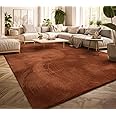 TT Home Large Rug Short Pile Monochrome Modern Design Washable, colour: Dark Orange, Size:200 cm Square