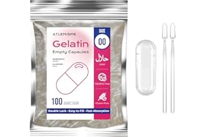 ATLEMISME Empty Capsules Size 00 100 Count,Clear Empty Gelatin Capsules Kosher,Halal and Non GMO Certified for DIY Supplements.Hypoallergenic Gel Capsules Empty with 2 Spoons,Adapted to The Capsule Filler