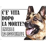 Lovelytiles Pastore Tedesco ATTENTI al Cane Esiste LA Vita Dopo LA Morte? Targa Cartello INSEGNA (Metallo)