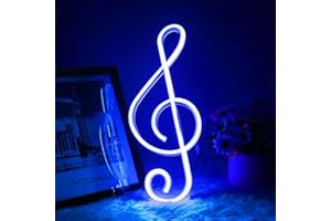 AOOTE Muzyczny szyld reklamowy, neonowe światło w kształcie nut muzycznych, muzyczne tabliczki LED do dekoracji ściany, zasilanie USB i bateriami, muzyczne neonowe światła do baru, na imprezę muzyczną