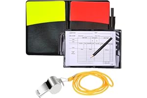 AONAT Jeu de Cartes Ensembles de Cartes d'arbitre de Football, Cartes Rouges et Jaunes d'arbitre d'avertissement avec des Feuilles de pointage de Portefeuille, Accessoires de Crayon