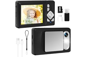 HERBYD 4K Cámara Digital - 48MP UHD Cámara con Pantalla LCD de 2,83 Pulgadas y 18X Zoom Digital Anti-Shake Vlogging Fotografía Cámara con Tarjeta SD de 32gb para Niños Estudiantes Principiantes (Negro)